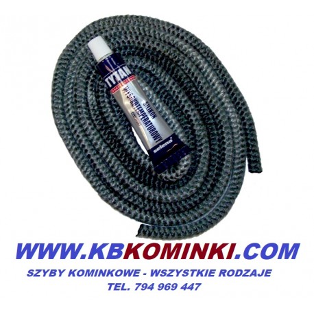 Zestaw naprawczy sznur fi 6mm plus klej - do kominka. www.kbkominki.com